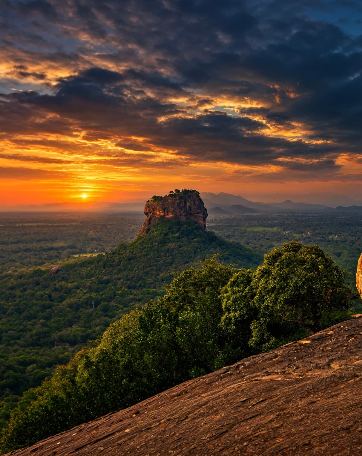 Sigiriya rock at sunset